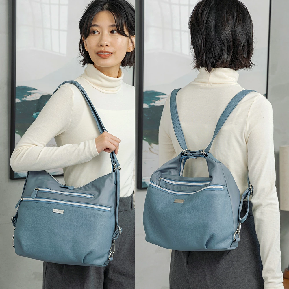 2WAYバッグ リュックサック ショルダーバッグ レディース A4対応 本革 ナイロン Ｍiss kyouko/ミスキョウコの画像