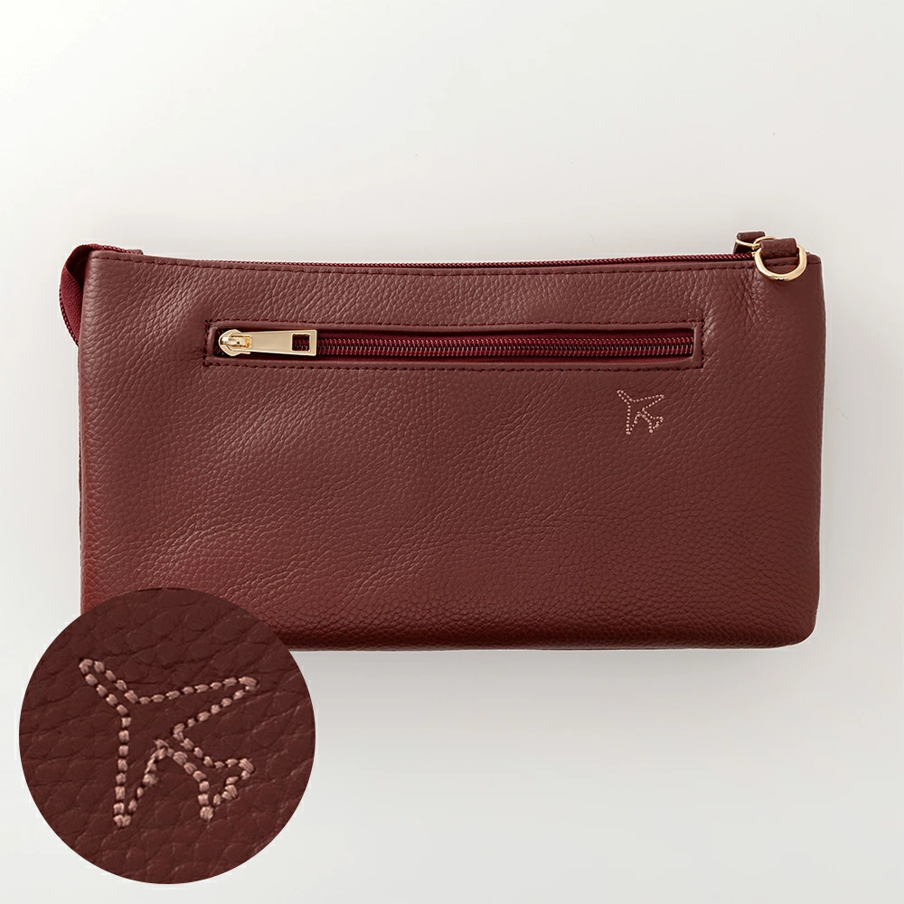 ★ハンドメイド★日本製★本革★ショルダーバッグⅡ★ワイン色★お財布★ ☆ハンドメイド☆日本製☆本革☆お財布ポシェット☆L字ファスナー