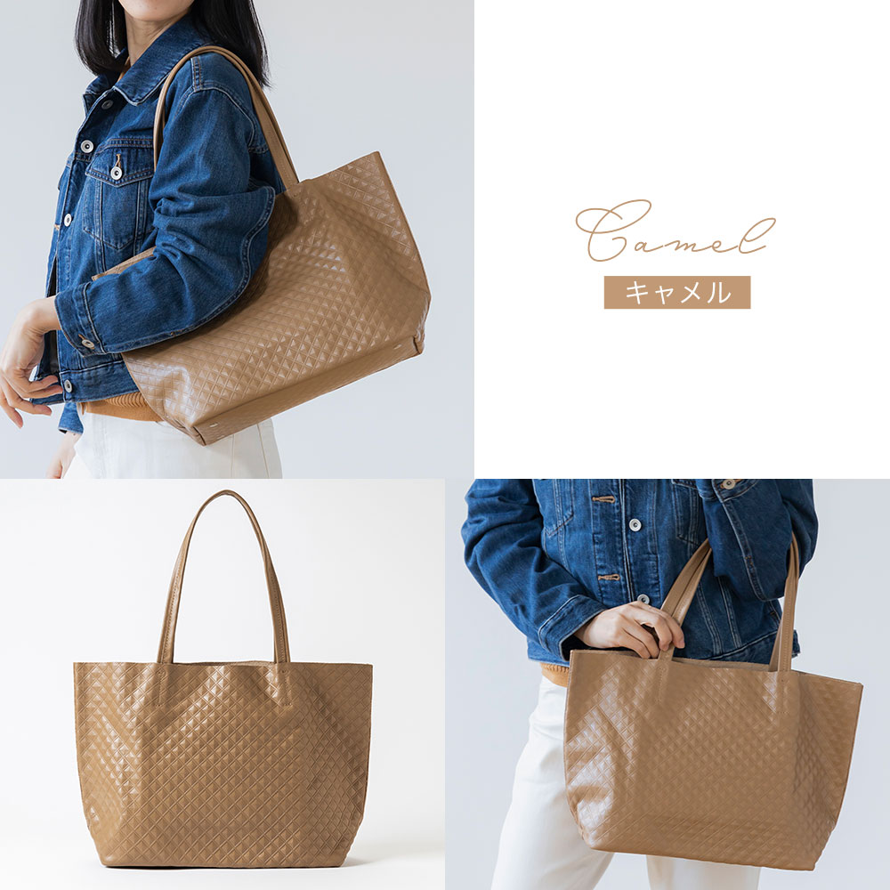 GIUDI（ジウディ） イタリア製 スクエア型押し レザートートバッグ 本