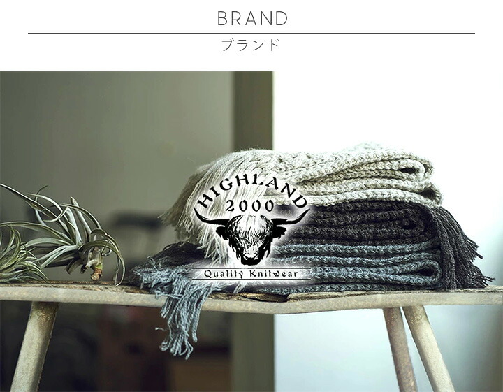 HIGHLAND 2000（ハイランド2000） アラン模様革パッチ付セーター 英国