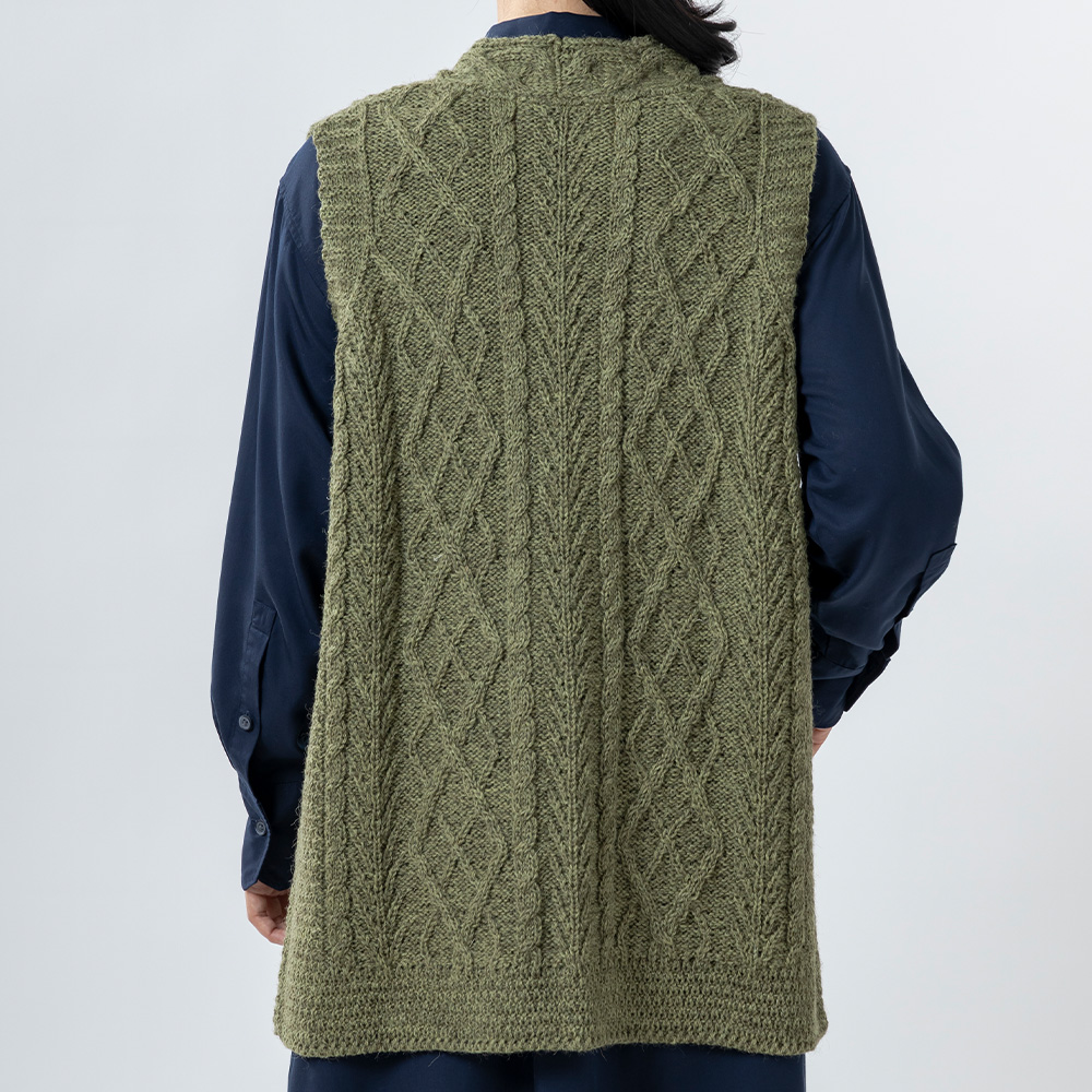 英国製 レディース アラン模様 ベスト ニットベスト ロングベスト JM