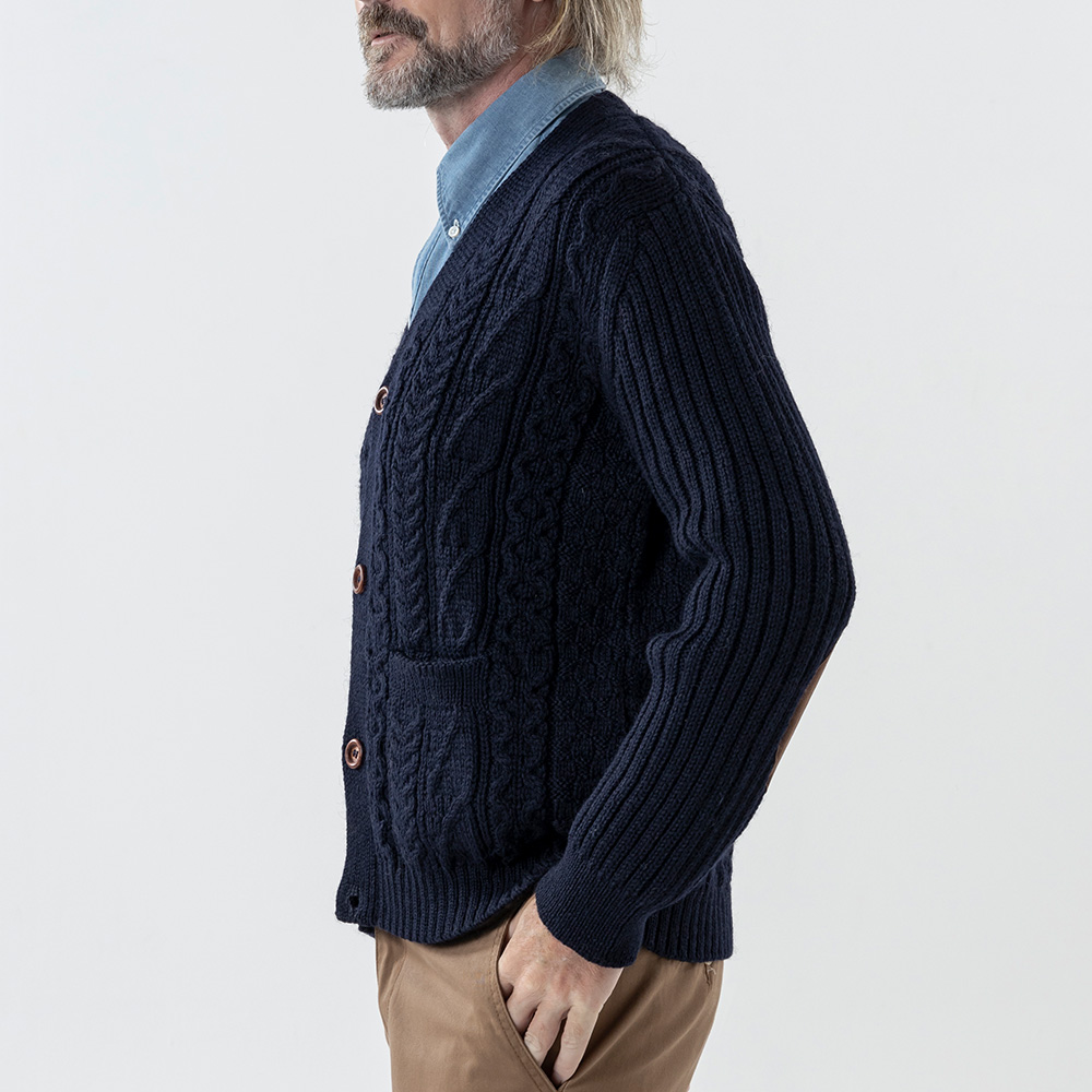 英国製 フィッシャーマンズ Vネックカーディガン メンズ ウール 冬