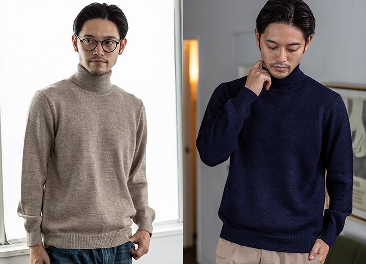 セーター メンズ アルパカ ベビーアルパカ タートルネック ニット 男性 秋 冬 防寒 ファッション 上質 GP Knitwear  イージーピー・ニットウェア セール対象