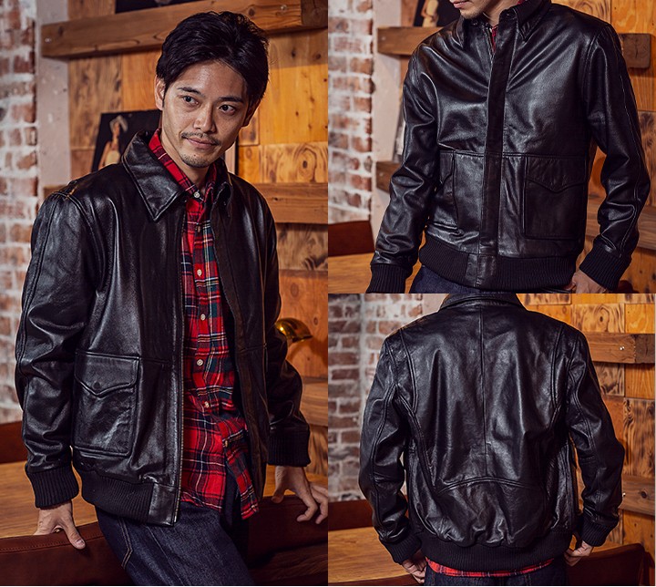Herringbone Club ラムスキン A2 フライト ブルゾン 羊革 ジャケット