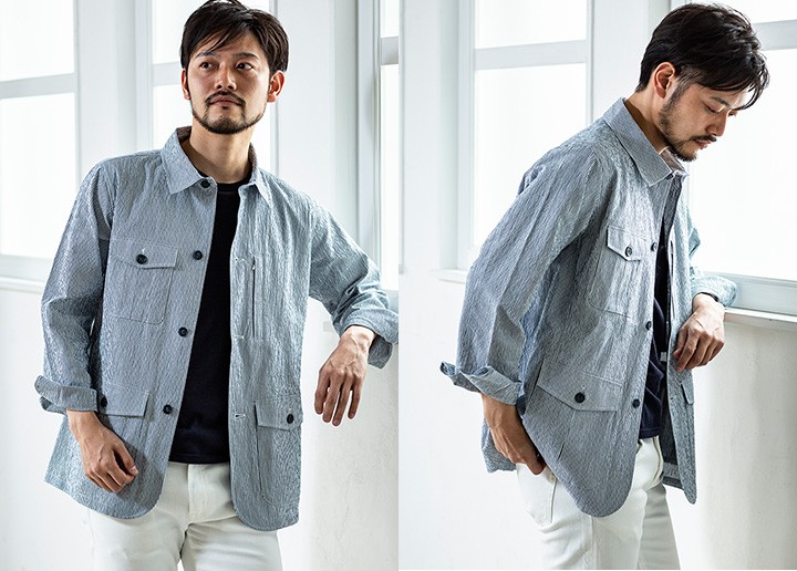【新品タグ付き】MIESROHE T/Cカバーオールジャケット シアサッカーカバーオール ジャケット MIERU ミエル 春夏 ギフト