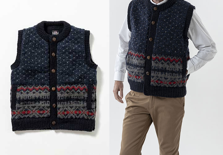 Herringbone Club ヒマラヤニット 手編み ベスト ニットベスト メンズ
