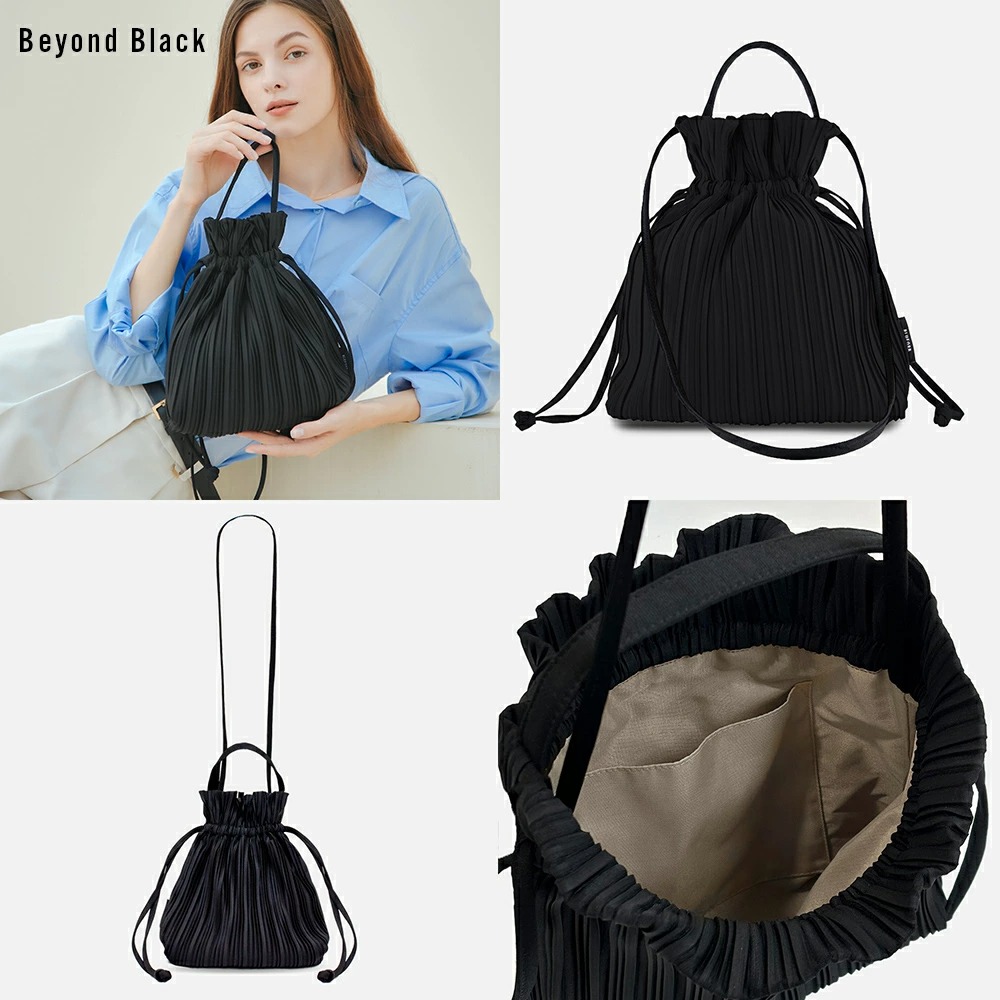 Two way Ribbon Tote Bag リボントートバッグ プリーツバッグ 2way