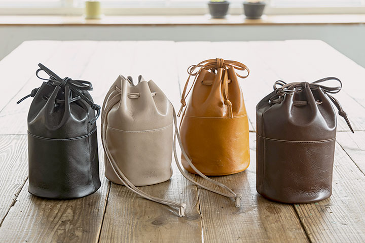 TIDEWAY タイドウェイ LIGHT LEATHER DROW STRING BAG M 巾着バッグ レザーバッグ 本革