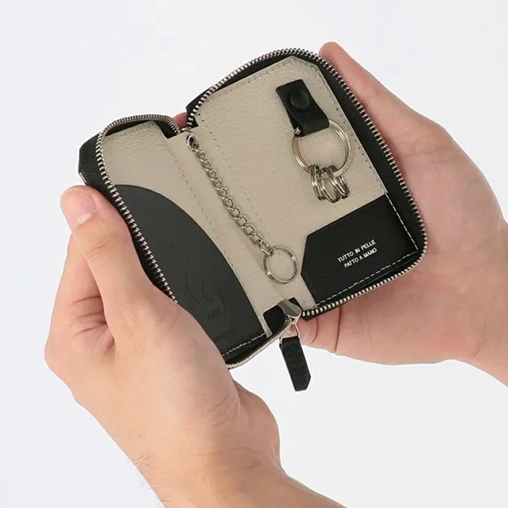 JALオリジナル] イタリア製 スマートWキーケース 鍵 カード入れ やぎ革