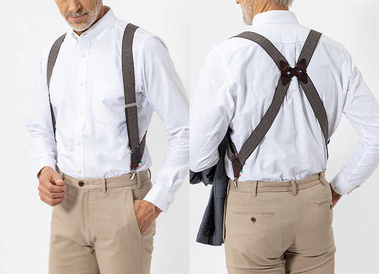 ALEN2 イタリア製ヘリンボーンサスペンダー アレン2 エックス字型