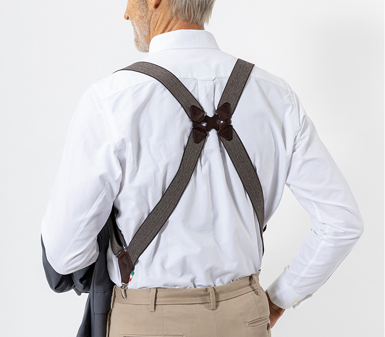 ALEN2 イタリア製ヘリンボーンサスペンダー アレン2 エックス字型