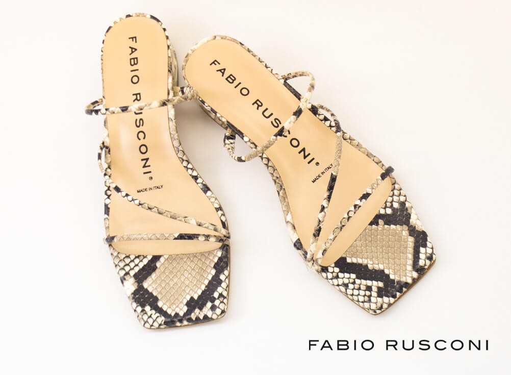 ファビオルスコーニ FABIO RUSCONI スクエアトゥ ストラップ フラット