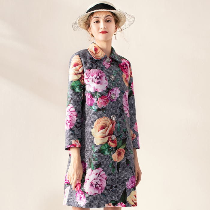 人気no 1 本体 セットアップ 送料無料 バラ柄襟ビジューボタン長袖付きaラインコートノースリーブワンピーススーツ ブラック 黒 お嬢様 大人 女優 レディース 高級感 Kuljic Com