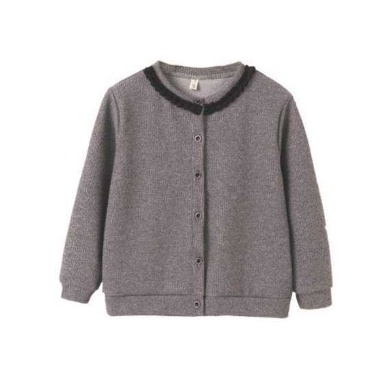 グレーカーディガン単品 シンプル フォーマル 入学式 グレー ピアノ