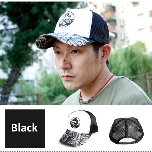 キャップ アロハ柄 メッシュキャップ CAP ネイビー メンズ アメカジ