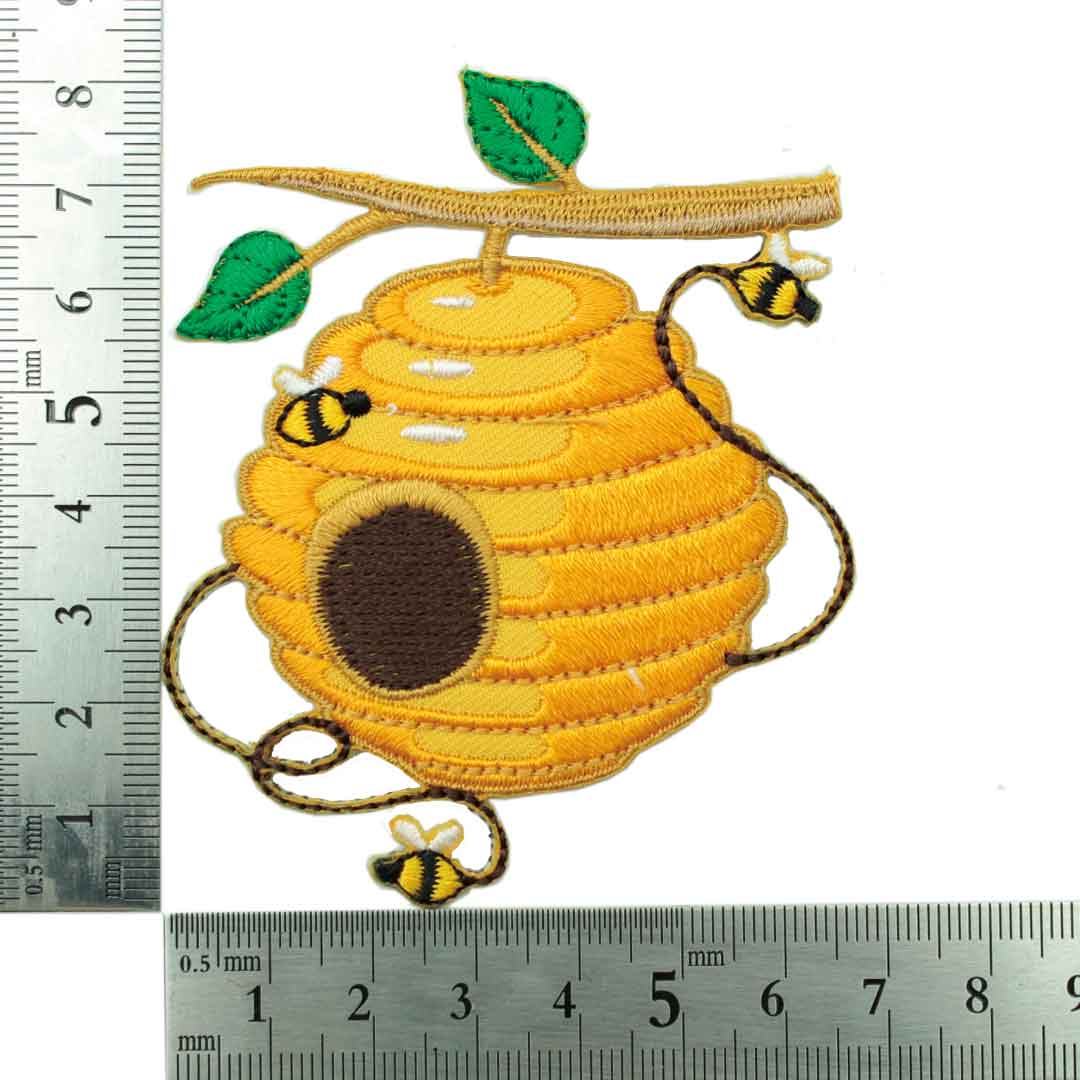 ワッペン アイロンハチの巣 蜂 Bee ハチ イエロー はちみつ デザイン