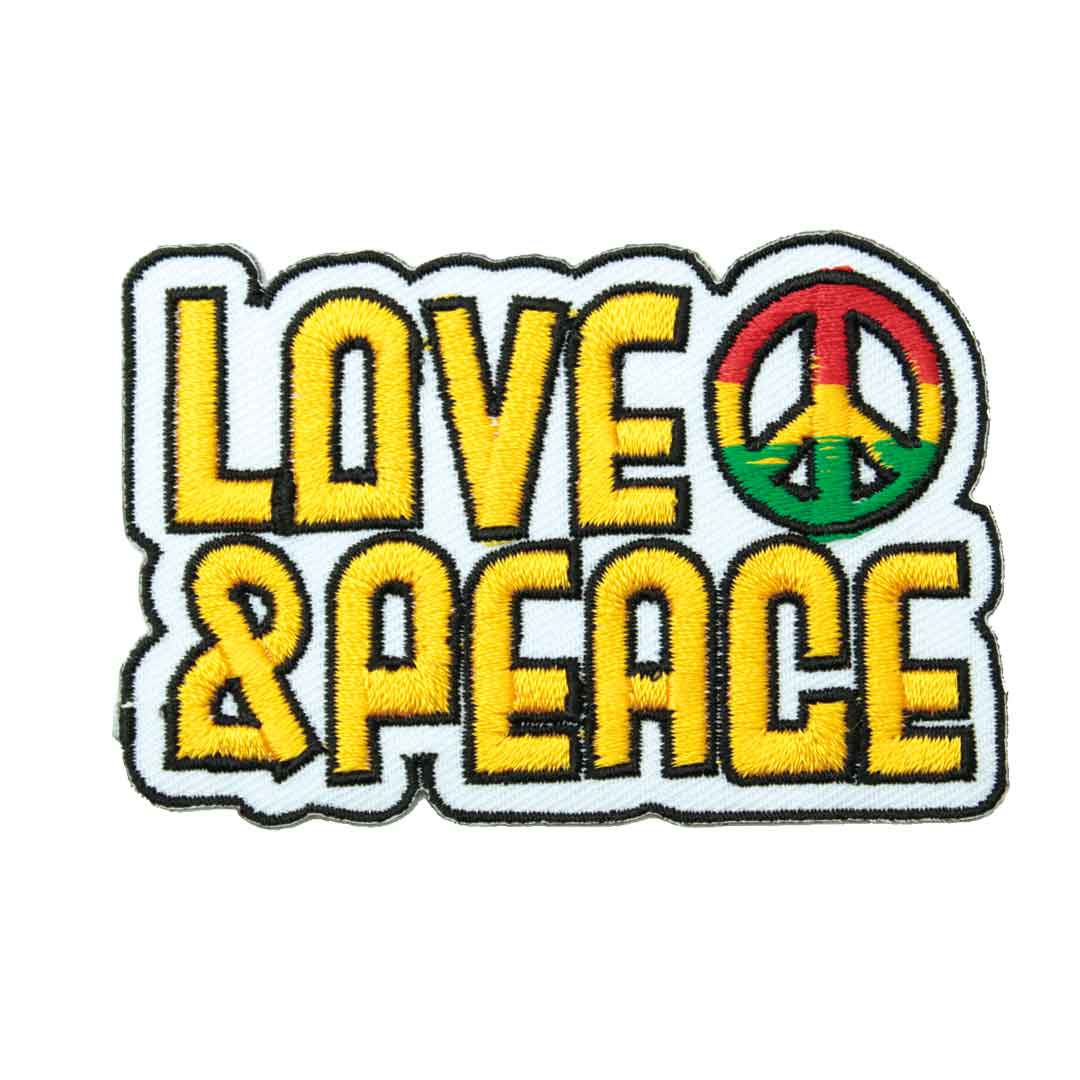 ワッペン アイロン LOVE&PEACE ラブアンドピース ラスタ メッセージ アップリケ わっぺん アイロンで簡単貼り付け