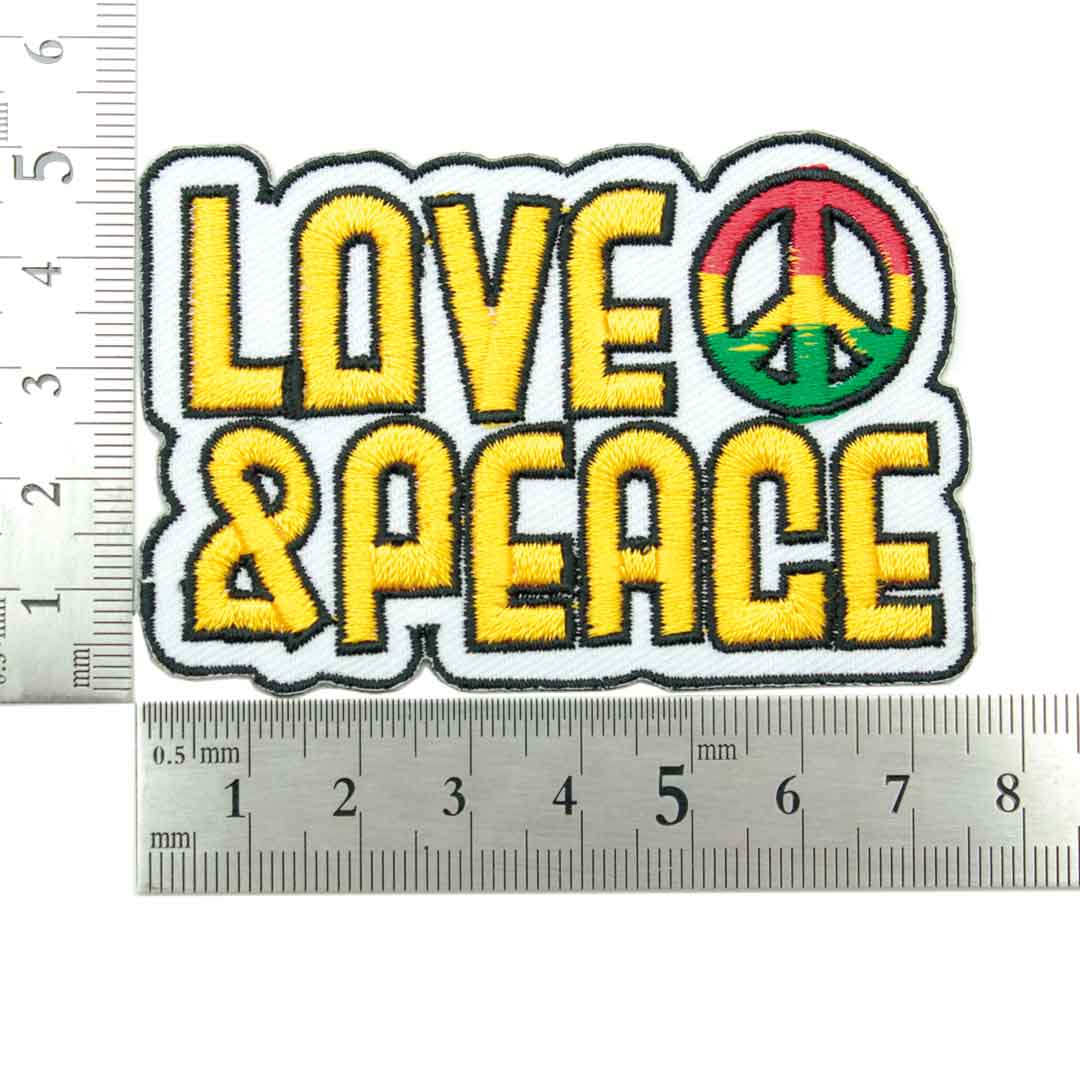 ワッペン アイロン LOVE&PEACE ラブアンドピース ラスタ メッセージ アップリケ わっぺん アイロンで簡単貼り付け
