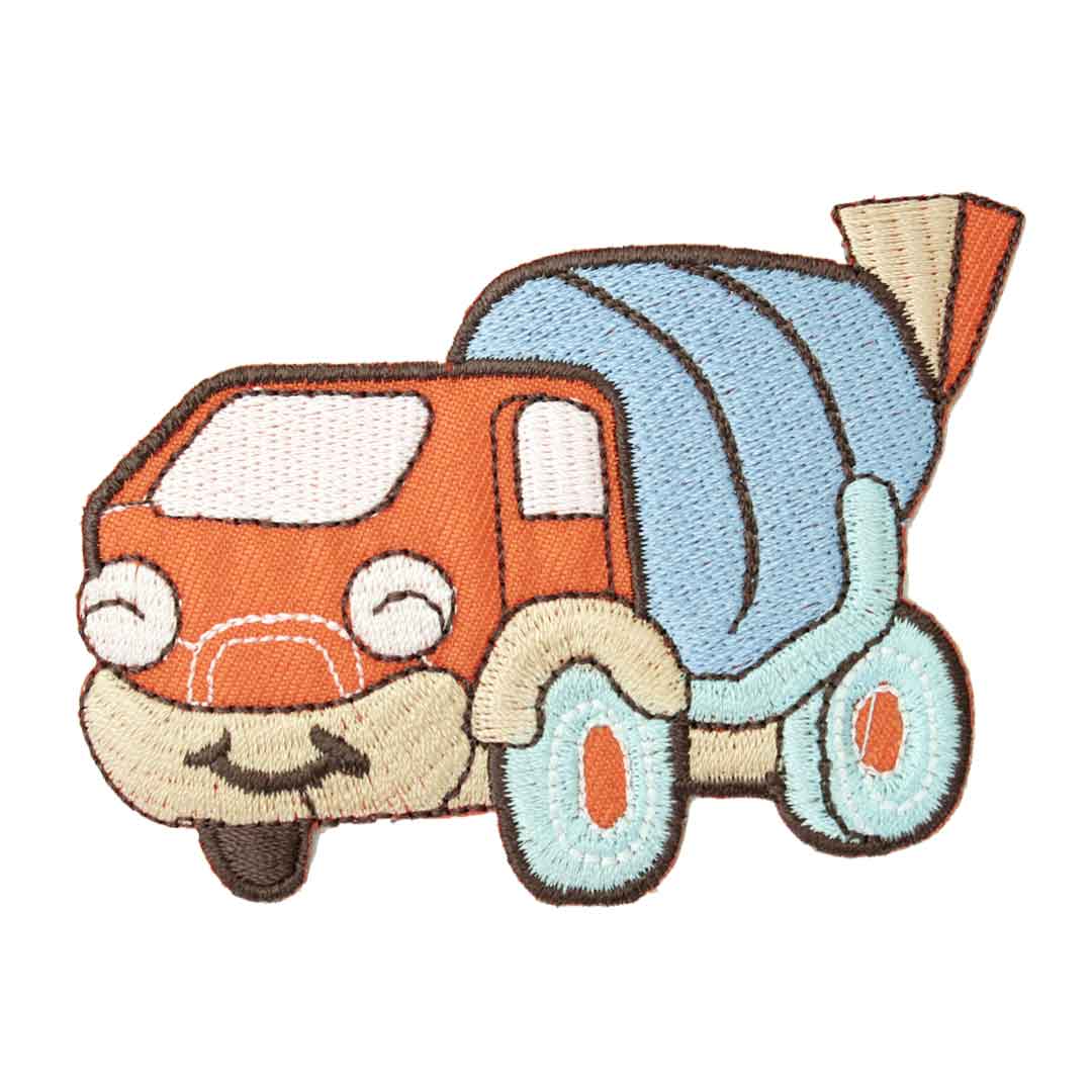 ワッペン アイロン ミキサー車 働く車 乗り物 キャラクター デザイン