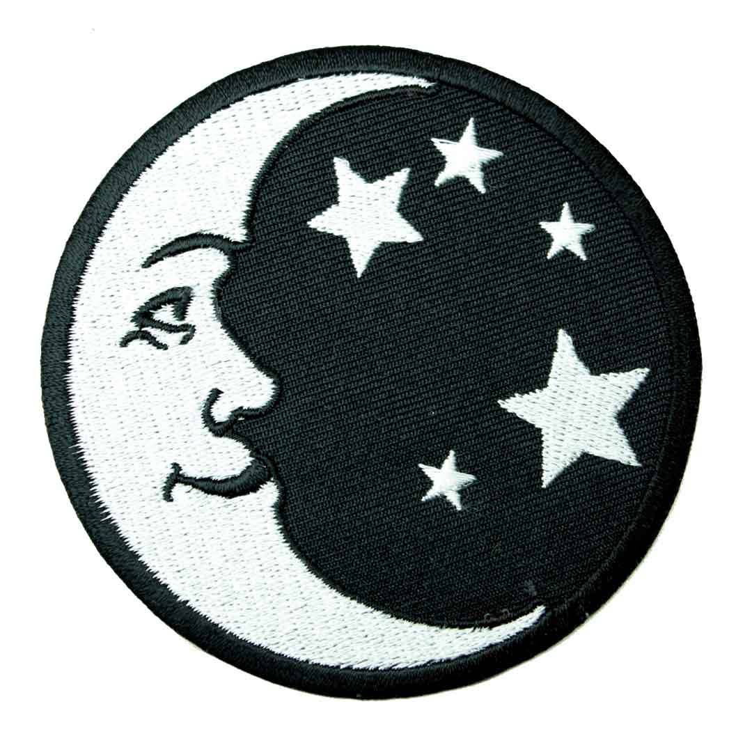 ワッペン アイロン 三日月 お月さん キャラクター MOON ブラック