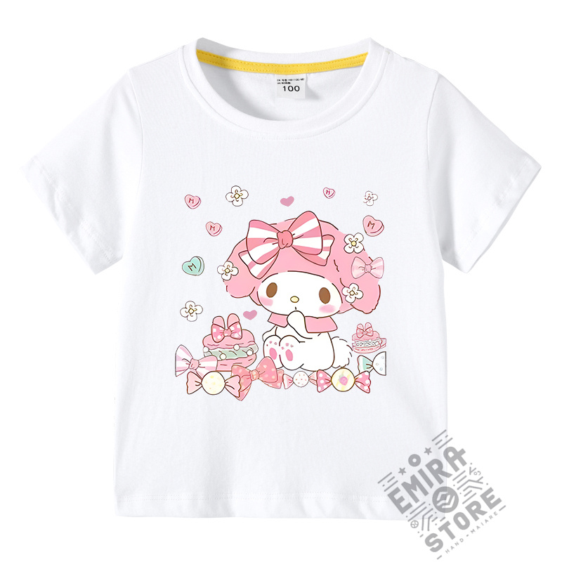 【多色・多柄】春夏新作 子供服 半袖Tシャツ マイメロディ 100%綿 ラウンドネック 丸首 女の子...