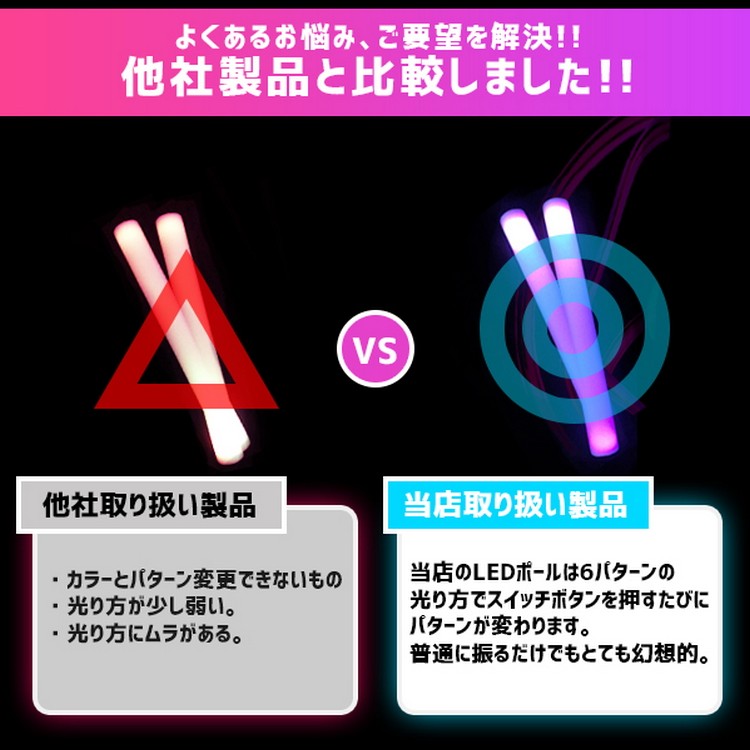 光るLEDスティック LEDポール 6パターンカラー変更可能 業販価格 ハロウィン 宴会 ナイトプール クラブ フェス 光る棒