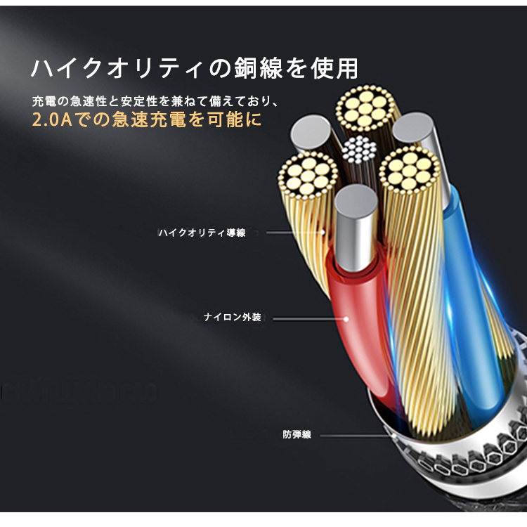 3in1ケーブル ライトニングケーブル Micro USB Type C ケーブル Remax