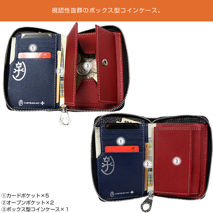 CASTELBAJAC カステルバジャック 折財布 本革 レザー ミニ財布 CASTELBAJAC（カステルバジャック） 財布 クワトロ 058625 58625 二