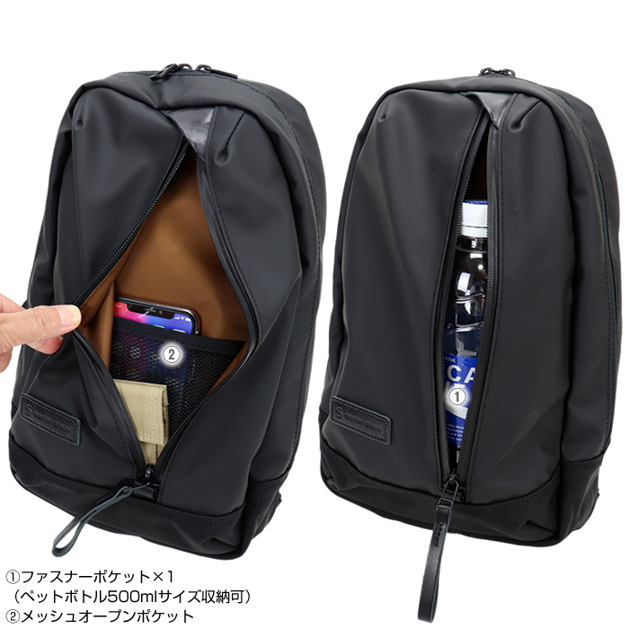 美品✨マスターピース スリングバッグ ボディバッグ レザー ブラック メンズ L master-piece（マスターピース） ボディバッグ master-piece slick