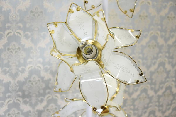 フロアランプ フラワー型 ホワイトスタンド w/ホワイト・ロータス 4灯