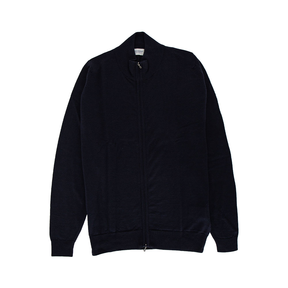 JOHN SMEDLEY ブラック長袖ニットカーディガン JOHN SMEDLEY（ジョンスメドレー） 【並行輸入品】 ジップアップニット