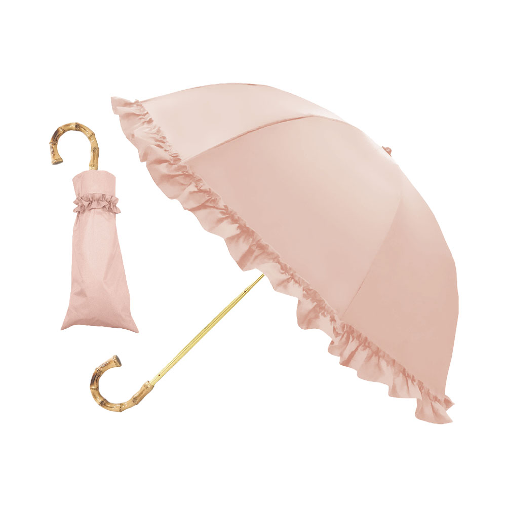 ピンクトリック pink trick 2段折りたたみ傘 (2way) 日傘 遮光率100% 1級遮光 遮熱 かわいい フリル｜glv｜10