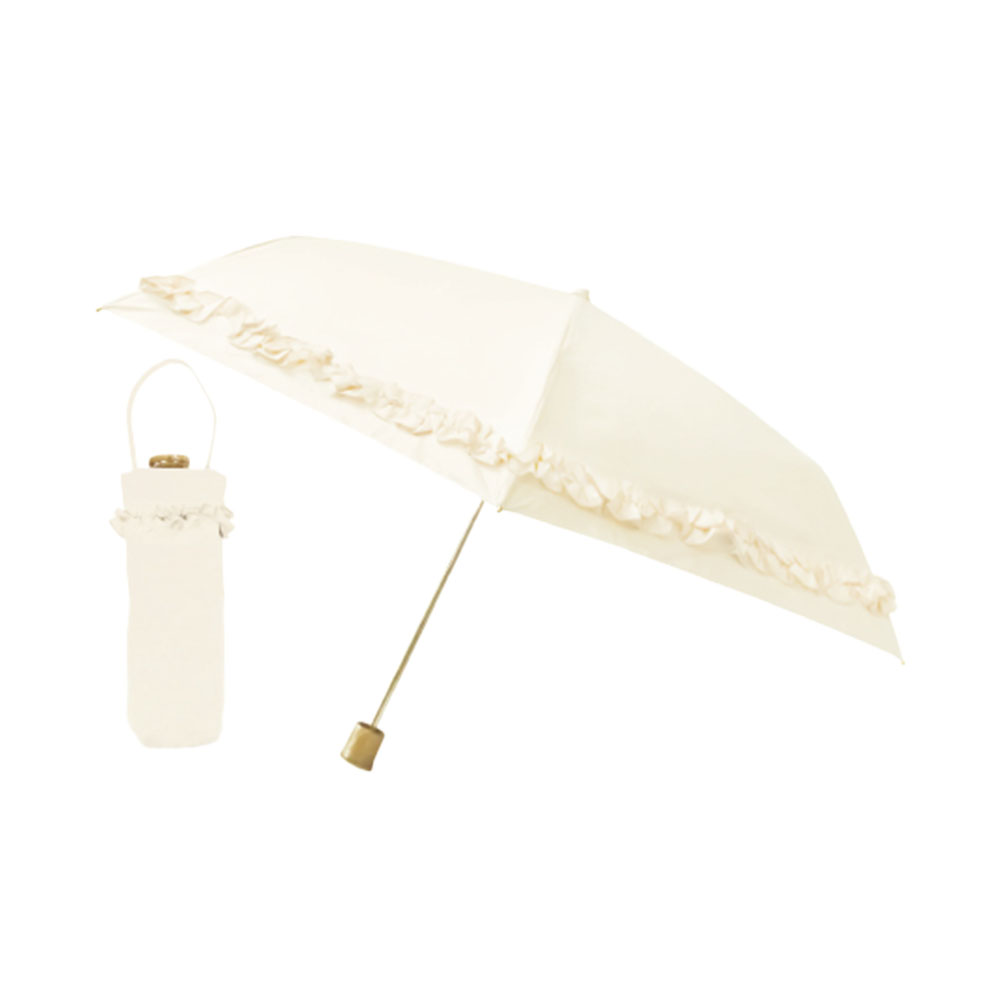 日傘 雨傘 完全遮光 フリルギャザー傘 まるい3段 折りたたみ 晴雨兼用 ピンクトリック pinkt...