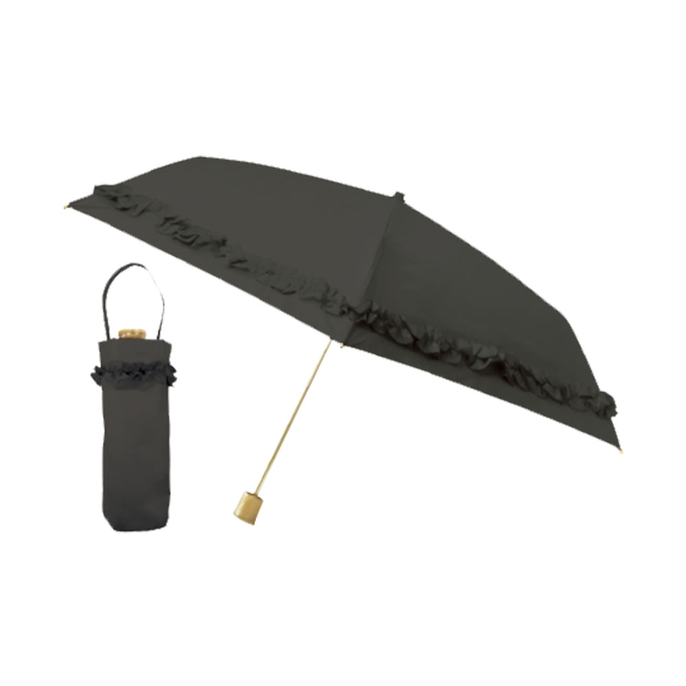 日傘 雨傘 完全遮光 フリルギャザー傘 まるい3段 折りたたみ 晴雨兼用 ピンクトリック pinkt...