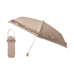 GW中もあすつく配送 日傘 雨傘 完全遮光 フリルギャザー傘 まるい3段 折りたたみ 晴雨兼用 遮熱...