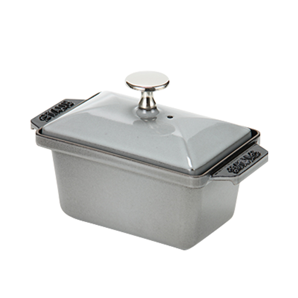 美品✨ストウブ ハーフテリーヌ 両手鍋 ホーロー 15cm グレー STAUB - staub ハーフ テリーヌ型 グレー ほうろう鍋 15×11cmの