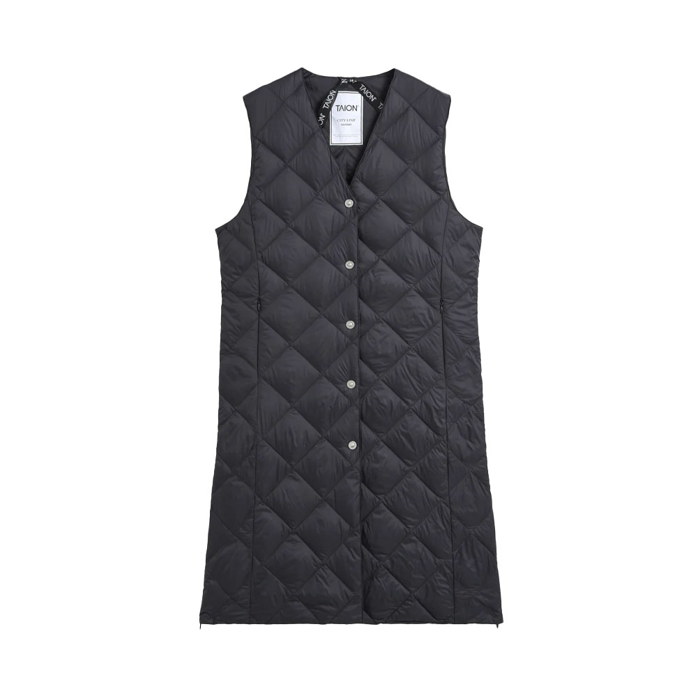 [あす着] タイオン TAION シティ シングル ロングダウンジレ レディース Vネック ダウンベスト インナーダウン TAION（タイオン） シティ シングル ロングダウンジレ レディース V