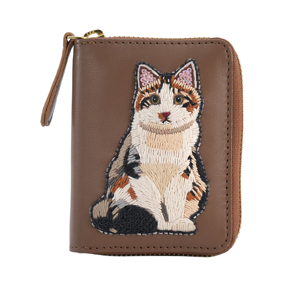 tamao タマオ アコーディオンミニ財布 Meow 刺繍 ねこ財布 カード収納