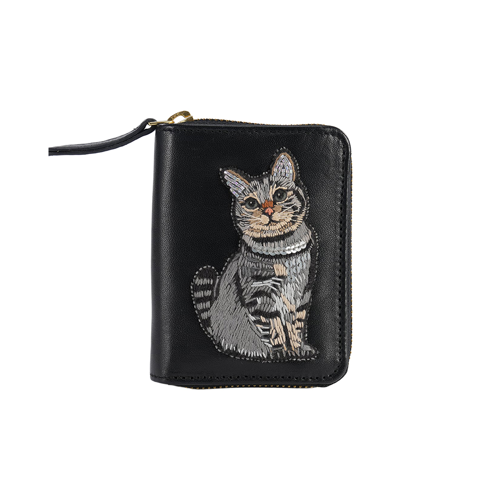 tamao タマオ アコーディオンミニ財布 Meow 刺繍 ねこ財布 カード収納