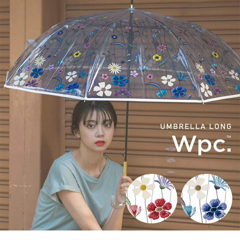 Wpc. 傘 雨傘 刺繍風アンブレラ ビニール傘 長傘 長雨傘