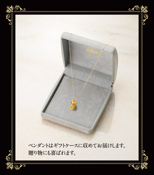 純金の子猫＞ダイヤモンド入り 24金製 宝飾ペンダント 24K