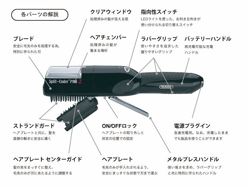 枝毛カッター スプリットエンダープロ SplitEnderPro2 ブラック サロン仕様 枝毛カット専用機器