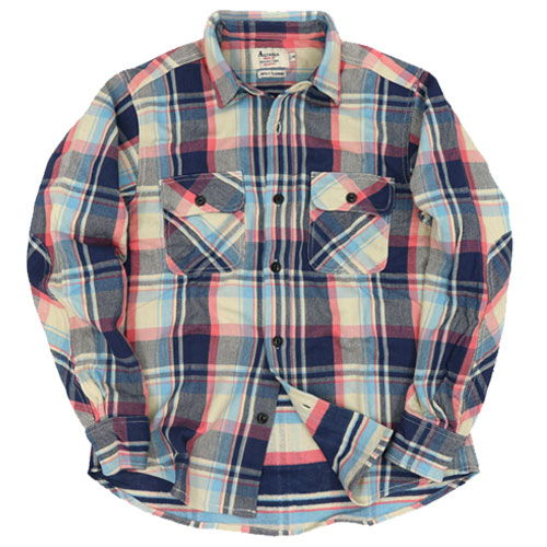 ALCARZA ヘビーウェイト ネルシャツ 無地 メンズ ダブルフェイス 厚手