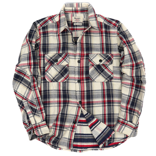 ALCARZA ヘビーウェイト ネルシャツ 無地 メンズ ダブルフェイス 厚手