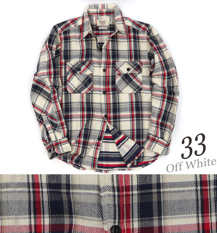 ALCARZA ヘビーウェイト ネルシャツ 無地 メンズ ダブルフェイス 厚手