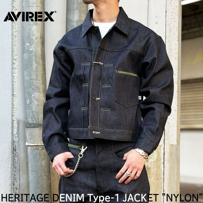 AVIREX アヴィレックス AVIREX HERITAGE DENIM Type-1 JACKET ”NYLON” ヘリテージ デニムジャケット タイプ1 ナイロン 783-6952012 Gジャン 日本製の画像