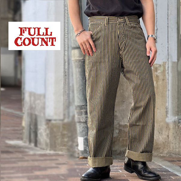 FULLCOUNT フルカウント #1129-3 BROWN HICKORY CINCH BACK WORK PANTS