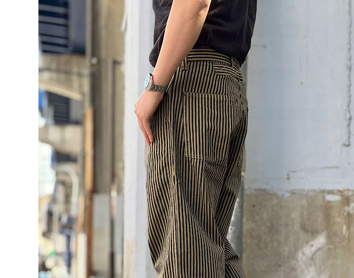 FULLCOUNT フルカウント #1129-3 BROWN HICKORY CINCH BACK WORK PANTS