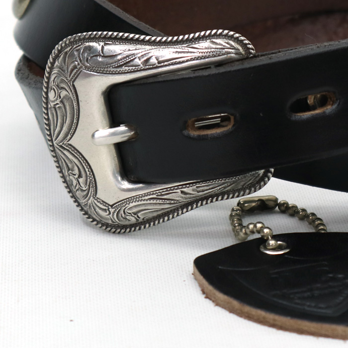 HTC HTC USA 793-4971010 WESTERN ROUND STUDS 60 BELT ブラックレザー