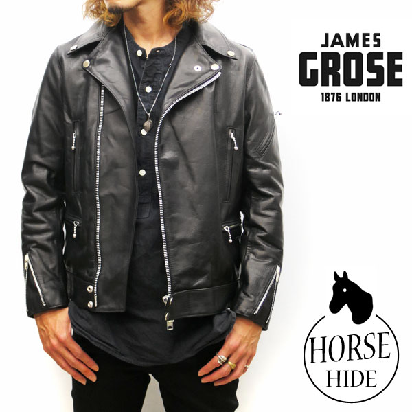 JAMES GROSE NEW MANILA JACKET 【HORSE】【ブラック】 ジェームスグロース ニューマニラジャケット 馬革 メンズ  ロンジャン 英国製